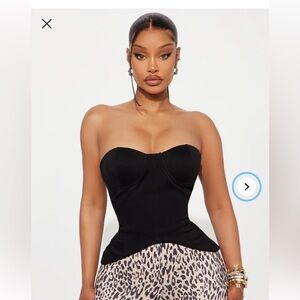 Fashion Nova Dolly Strapless Corset Top - Black